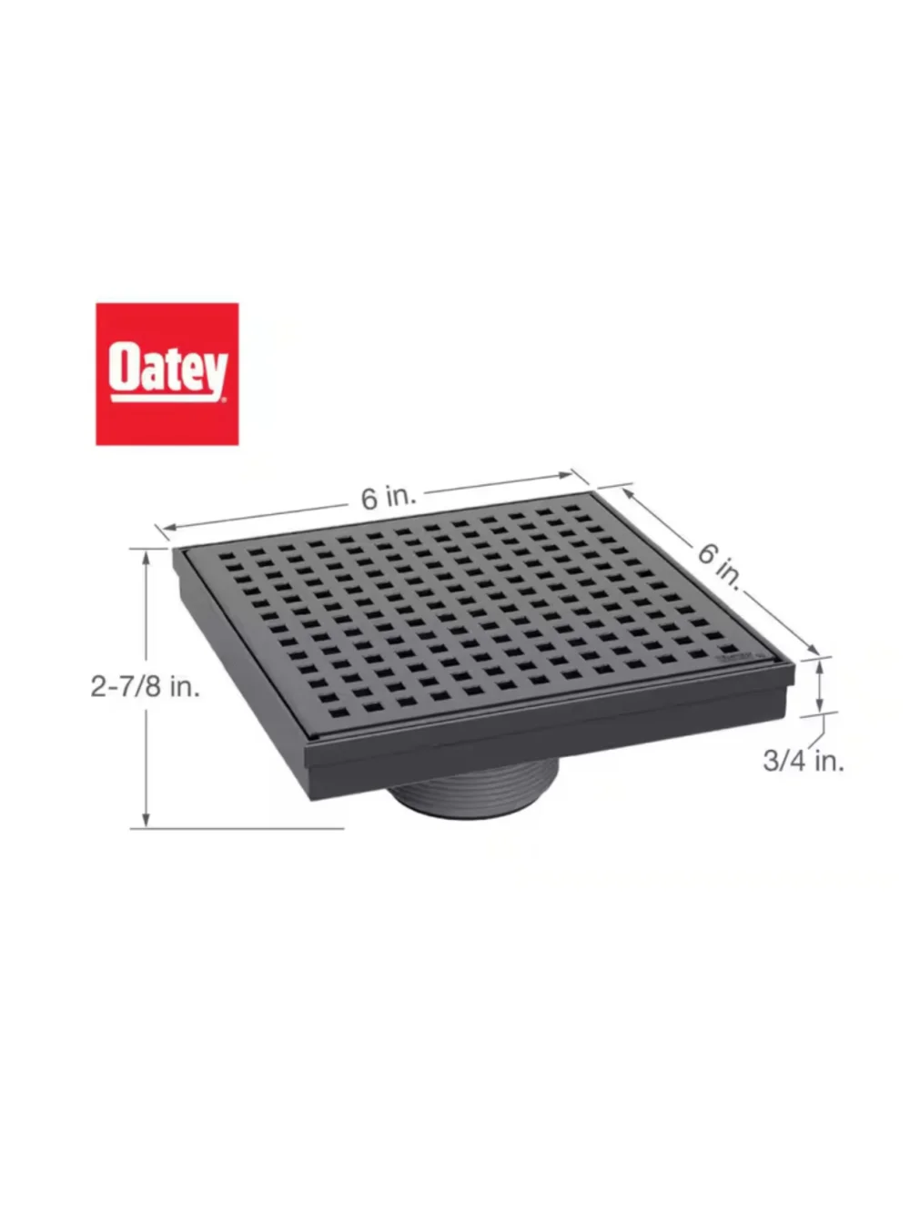 Oatey Designline 6 in. x 6in. Stainless Steel Square Shower Drain Matte Black